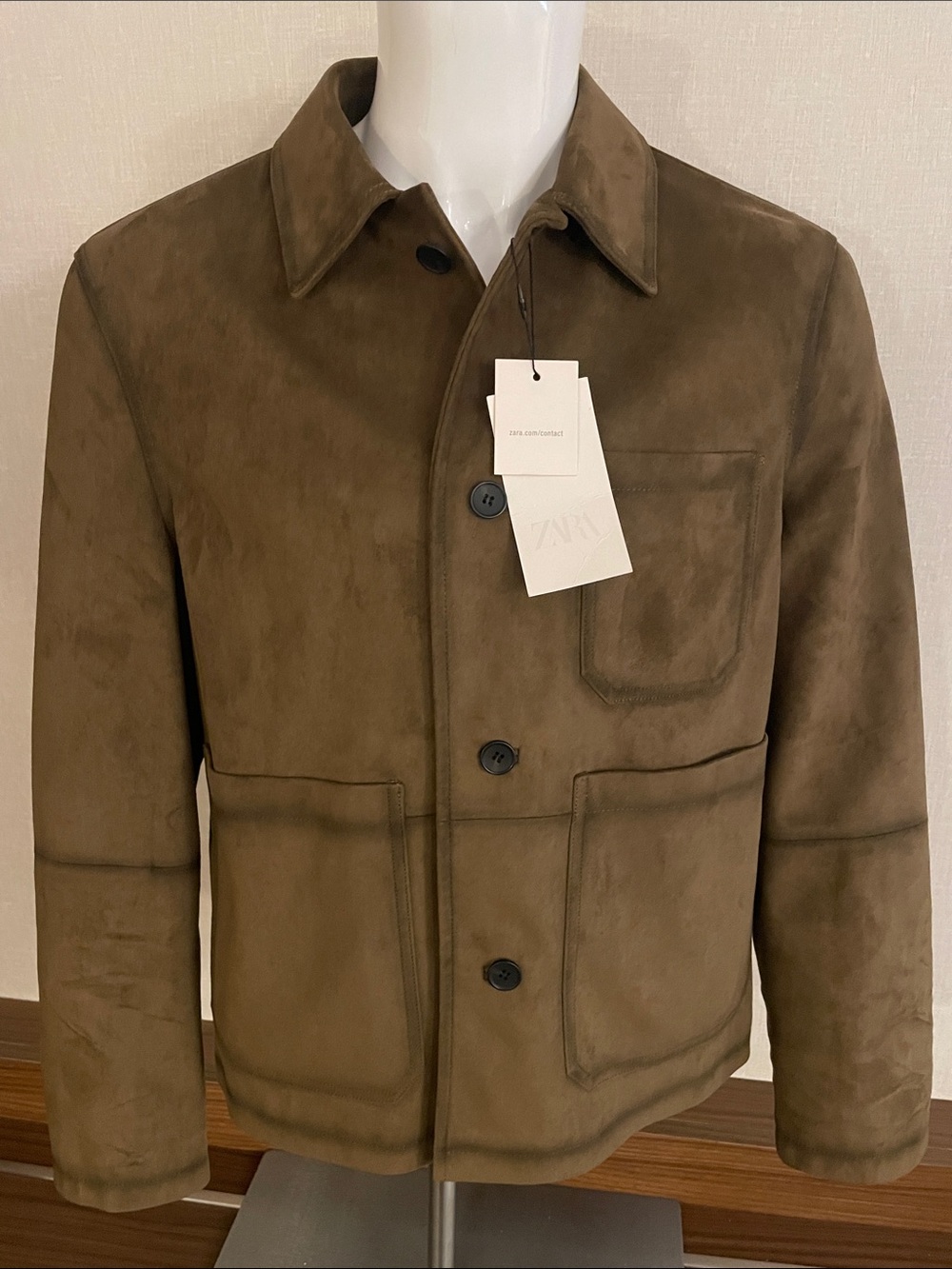 Zara Olive-Brown Suede Workwear Jacket